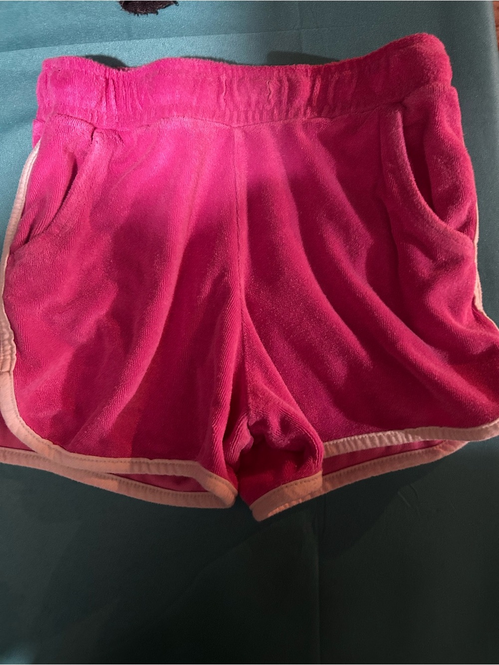 Bright Pink Terry Lounge Shorts with Contrast Trim